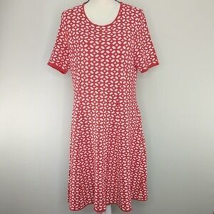 Pink Tartan Womens Heavy Knit‎ Fit and Flare Midi Dress Red Patterned XL